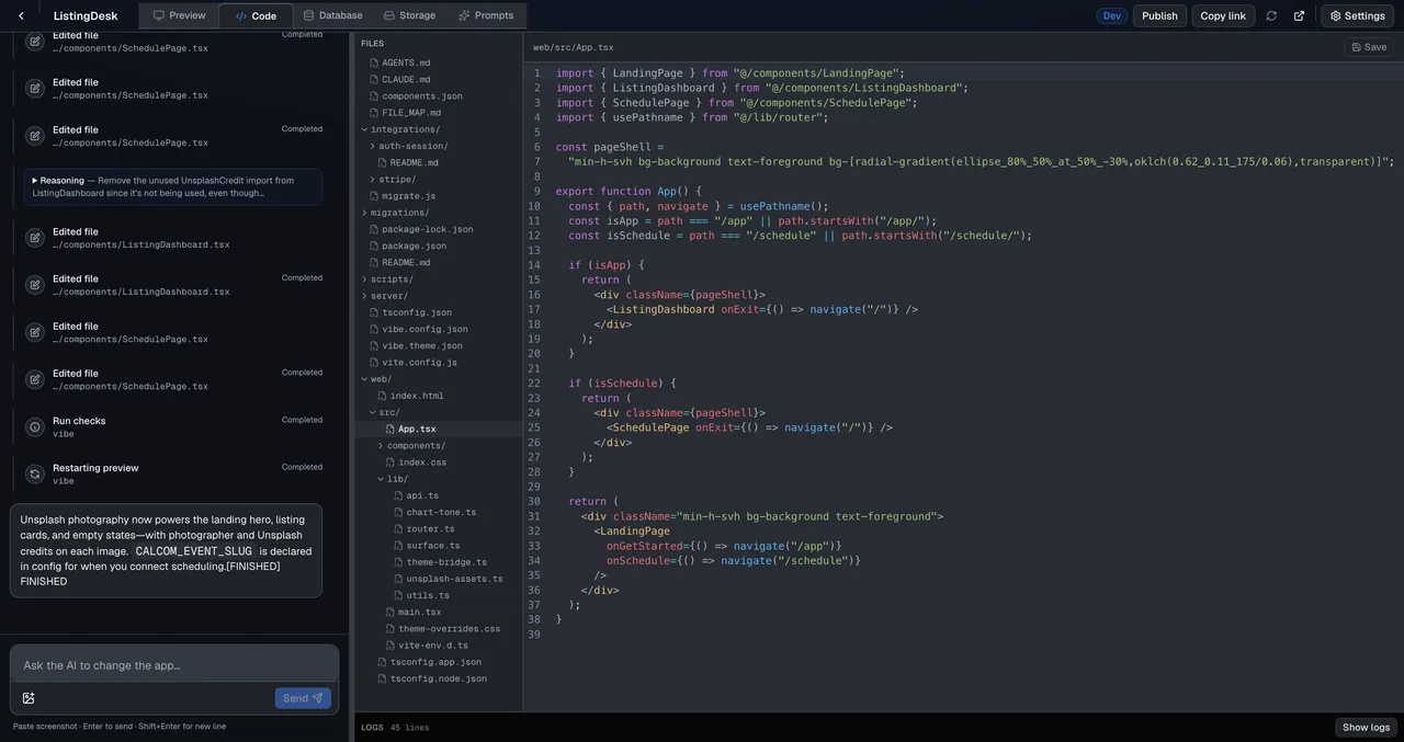 Full-stack codebase in 99xDev studio